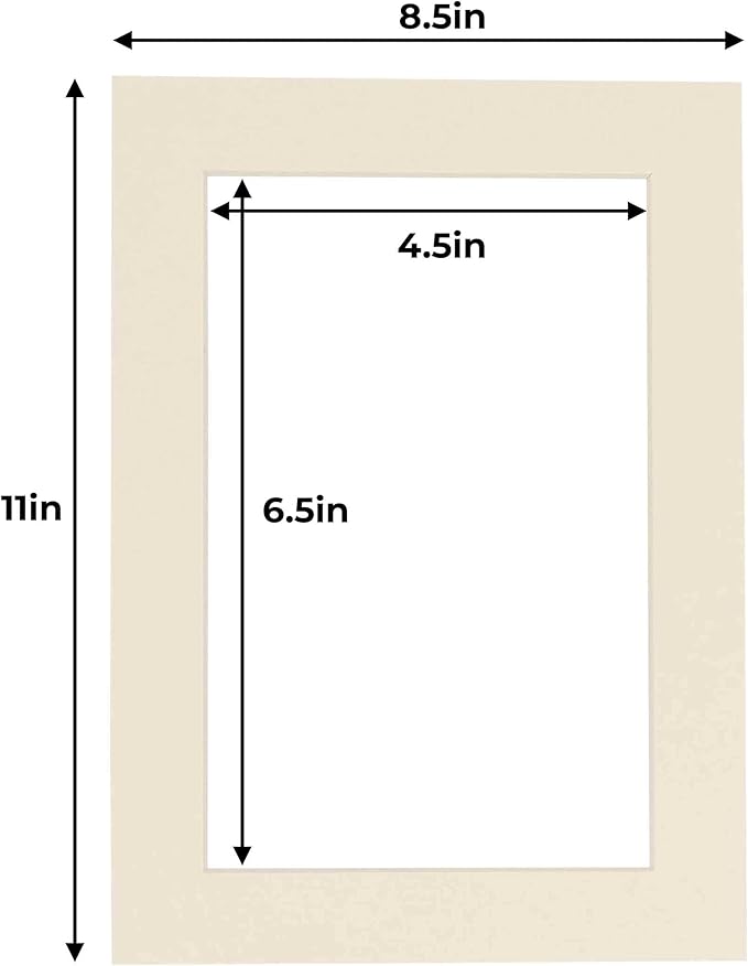 5x7 Mat for 8.5x11 Frame - Precut Mat Board Acid-Free Textured Cream 5x7 Photo Matte For a 8.5x11 Picture Frame, Premium Matboard for Family Photos, Show Kits, Art, Picture Framing, Pack of 10 Mats