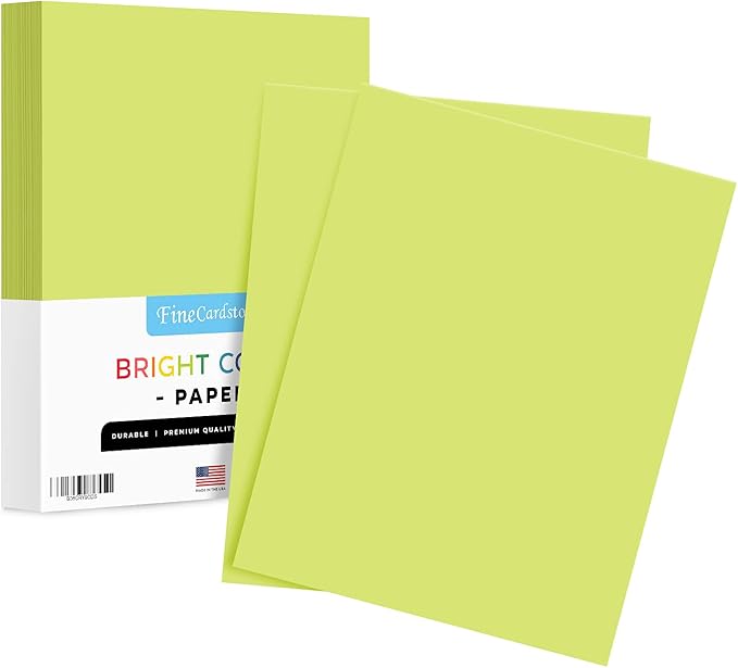 8.5 x 11" Ultra Lime Color Paper Smooth, for School, Office & Home Supplies, Holiday Crafting, Arts & Crafts | Acid & Lignin Free | Regular 20lb Paper - 100 Sheets
