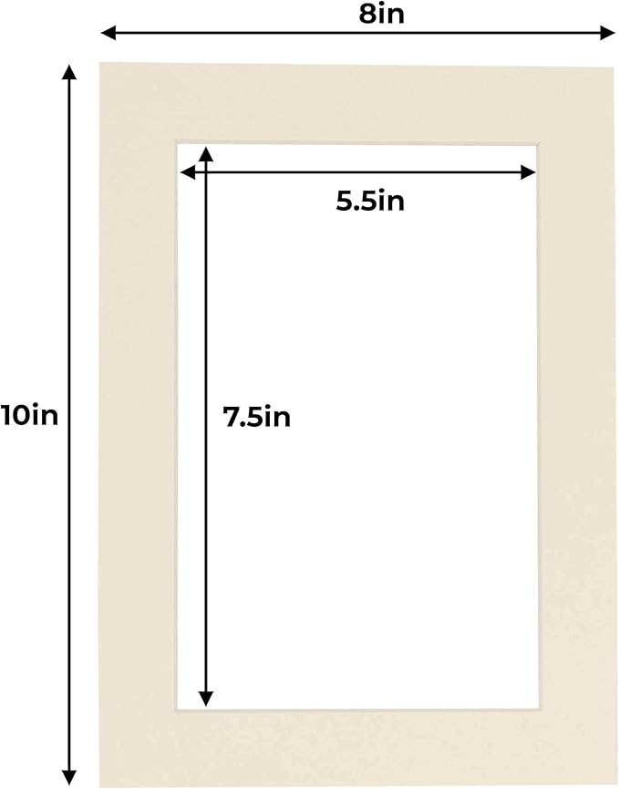 6x8 Mat for 8x10 Frame - Precut Mat Board Acid-Free Show Kit with Backing Board, and Clear Bags Textured Cream 6x8 Photo Matte Made to Fit a 8x10 Picture Frame Matboard for Framing, Pack of 100 Mats