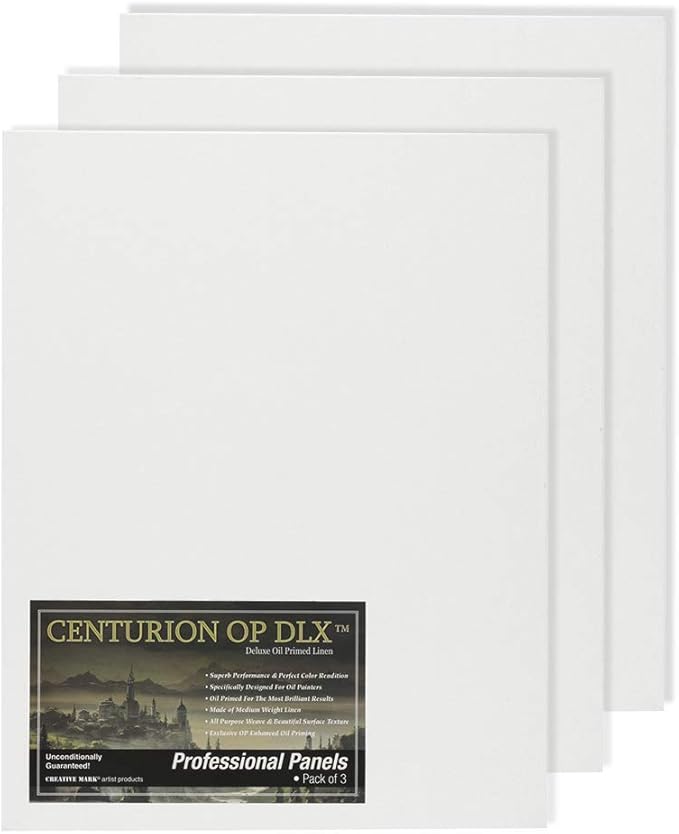 Centurion Deluxe Professional Oil Primed Linen Canvas Panels - 12x12-3 Pack of Linen Canvases for Painting, Artwork and More