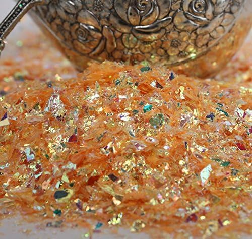 Golden Orange Iridescent Ice Flakes Glitter Flakes for Nail Art - Lightweight Holographic Polyester - 311-4373 - 1/2 oz (14 grams)