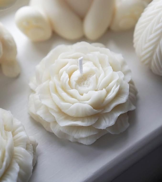 3D Peony Candle Mold 2Pack, Peony Molds for Candles, for Soap/Soy Wax/Clay/Candle/Epoxy Resin Making molds, DIY Craft Suppliers for Party/Home/Wedding Decoration