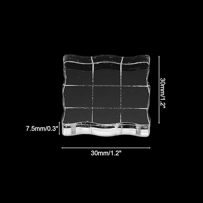 PATIKIL 1.2"x1.2" Acrylic Stamp Block, 6Pcs Clear Stamping Block with Grid Lines Decorative Mounting Blocks Wave for Scrapbooking DIY Crafts Card Making