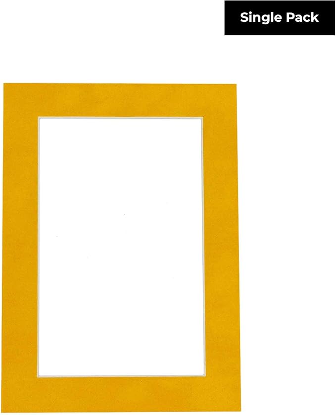 Poster Palooza 8x10 Mat Bevel Cut for 6x8 Photos - Acid Free Bright Yellow Precut Matboard - for Pictures, Photos, Framing - 4-ply Thickness
