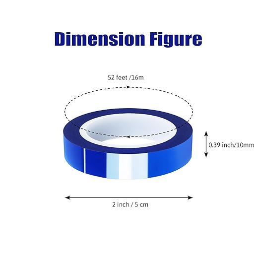 6 Rolls 10mm x16m(52FT) Blue Heat Tape High Temperature Heat Resistant Tape Heat Transfer Tape for Heat Sublimation Press Vinyl,No Residue