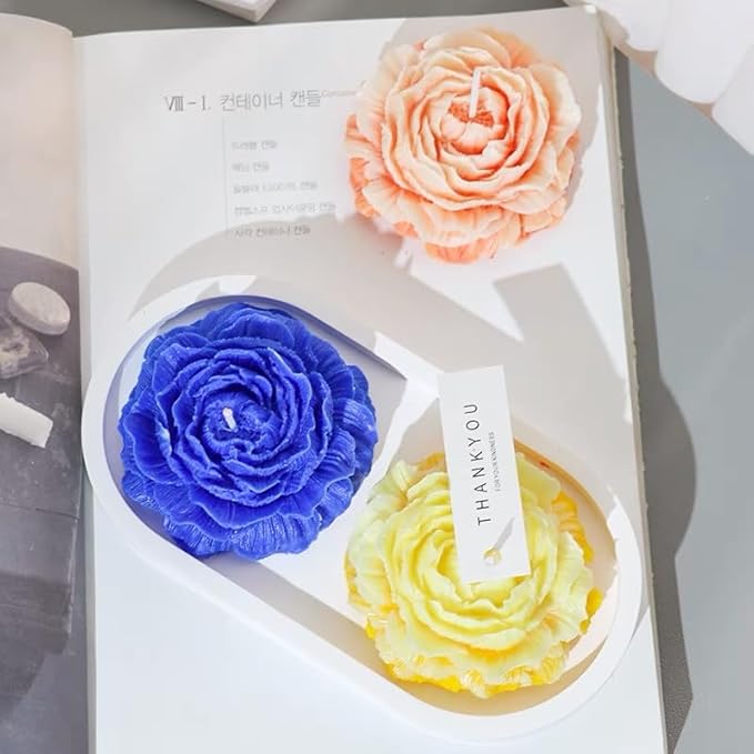3D Peony Candle Mold 2Pack, Peony Molds for Candles, for Soap/Soy Wax/Clay/Candle/Epoxy Resin Making molds, DIY Craft Suppliers for Party/Home/Wedding Decoration
