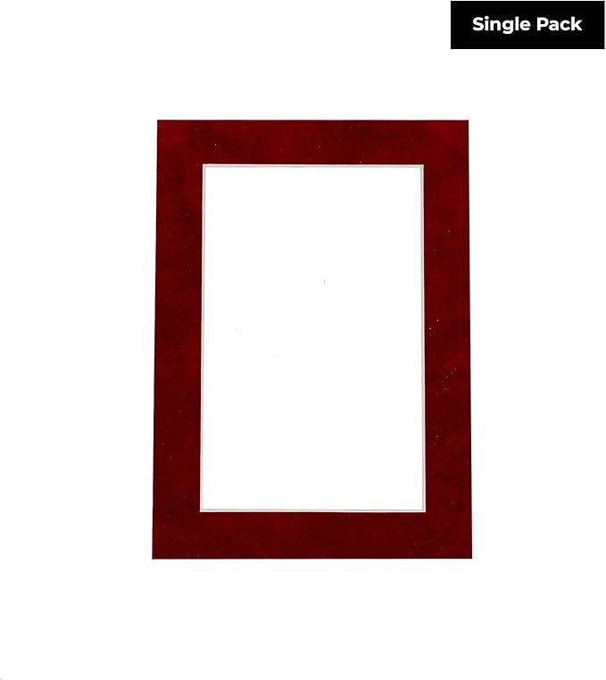 Poster Palooza 8.5x11 Mat Bevel Cut for 7x9 Photos - Acid Free Bright Red Suede Precut Matboard - For Pictures, Photos, Framing - 4-ply Thickness