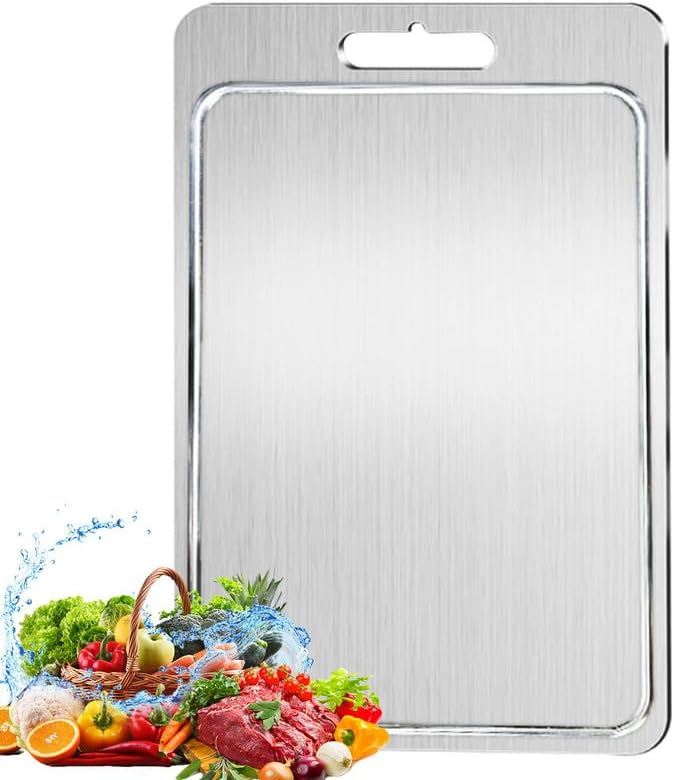 2025 New 100% Pure Titanium Cutting Board with Grooves, Double Sided Chopping Board, Meat, Fruit and Vegetable Cutting Board, Dishwasher Safe (12 * 18 IN)