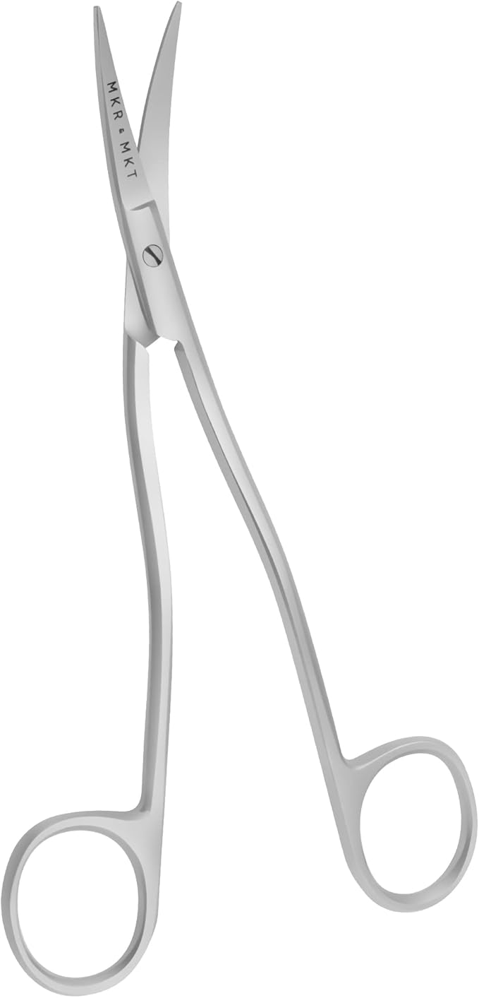 Applique Long Thin Needlepoint Blade 6.1 Inch - Double Bent Curved Offset Handle Scissors with Pouch Sleeve for Embroidery, Fabric, Thread, Knitting, Sewing, Arts & Craft (Satin)