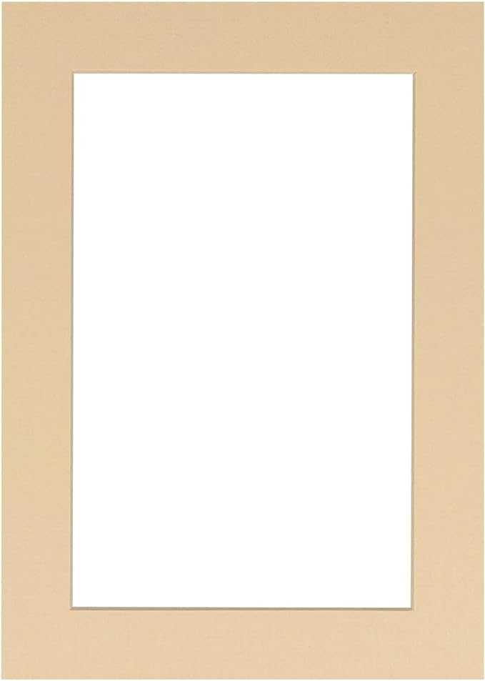 8x10 Mat Bevel Cut for 5.5x8.5 Photos - Acid Free Beige Precut Matboard With Backing Board and Crystal Clear, Self Seal Photo Mat Bag - For Pictures, Photos, Framing - 4-ply Thickness