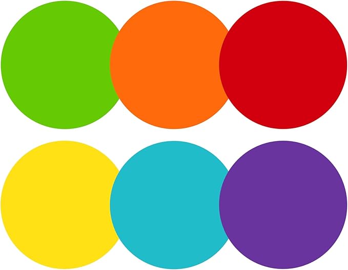 STARLIBOO 6" Round Large Colored Stickers Labels, Dots Circles Stickers for Moving，School, Home, Office, Business- 6 Colors -30 Packs