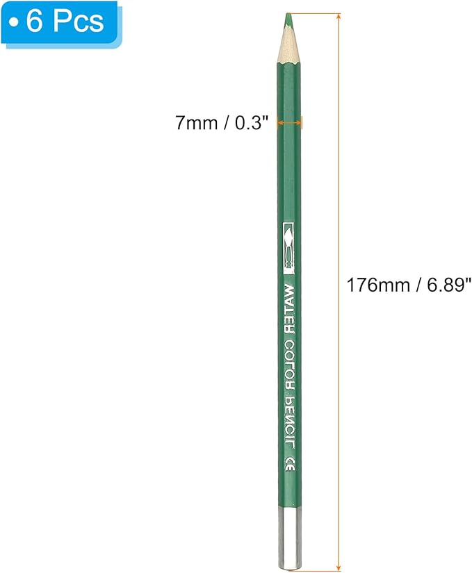 PATIKIL Watercolor Pencil, 6Pcs Water Soluble Pencils for Blending, Coloring, Sketch Drawing, Painting, Bright Green