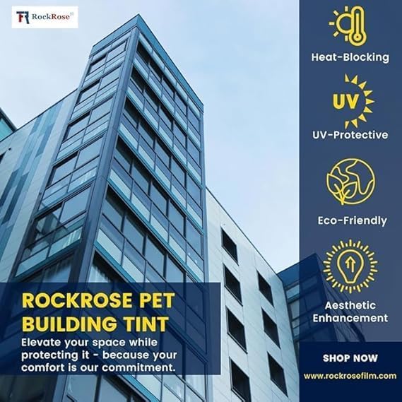 Rockrose Professional Window Tint for Home – One Way Privacy Window Film for Home Offices Heat Blocker Reflective Adhesive Mirror Tint with 99% UV Block – Black-Silver 36in x 100FT
