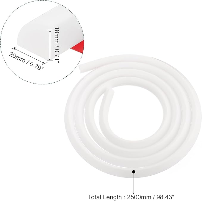 uxcell Flexible Molding Trim, 98 Inch Flexible Quarter Round Molding Silicone Peel and Stick Trim Self Adhesive Shower Water Barrier for Corner Decor Bathroom Kitchen, White
