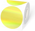 3" Holographic Direct Thermal Label Stickers, Round Printable Rainbow Glitter Thermal Printer Sticker Labels for Gift Wrapping, Self-Adhesive DIY Custom Logo Design- Holographic Yellow