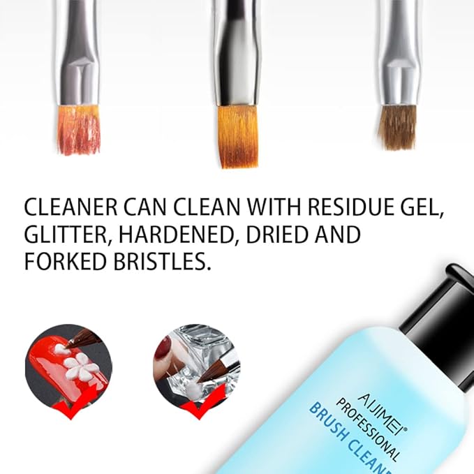 AIJIMEI Acrylic Nail Brush Cleaner Acrylic Brush Cleaner Liquid Acrylic Paint Brush Cleaner Nails Artist Acrylic Brush Cleaner 58ml 2.1 FL.OZ