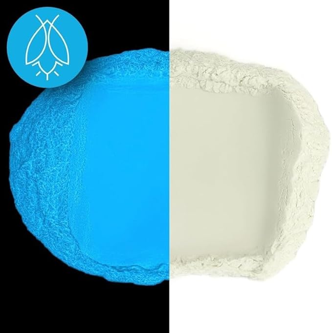 Glow in The Dark Pigment Powder - Neutral and Fluorescent Color for Art Painting, Fine Art, Nail Art Paint, and DIY Crafts - Long Lasting, 10+ Color Options - Neutral Sky Blue - (60 Grams/ 2.12 oz)
