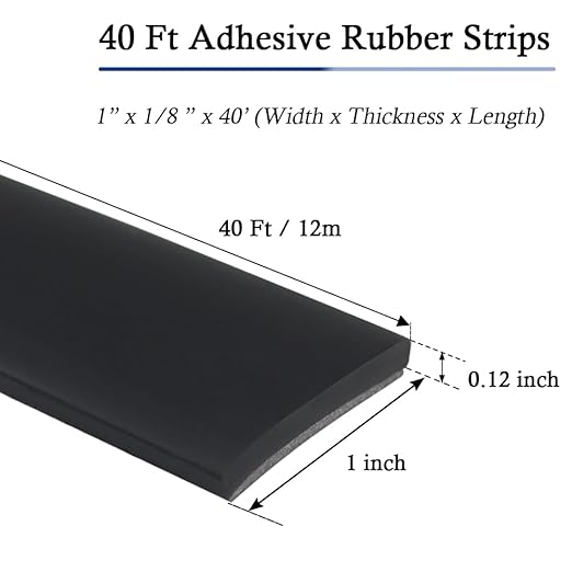 Neoprene Rubber Strips Self Adhesive Solid Rubber Sheets, Rolls & Strips for DIY Gaskets Crafts Pads Seals Warehouse Flooring Neoprene Sheet with Adhesive Backing (1" Wide x 1/8" Thick x 40' Long)