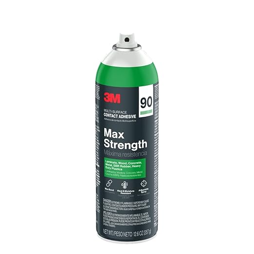 3M Max Strength 90 Contact Adhesive Spray, 12.6 oz (Pack of 6) – Low VOC Heavy Duty Glue with Adjustable Nozzle, Heat & Water Resistant Bond for Metal, Wood, Plastic, Laminate, Concrete