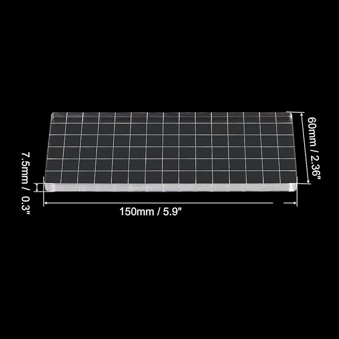 PATIKIL 6" x 3" Acrylic Stamp Block, 2 Pack Clear Stamping Block with Grid Lines Decorative Mounting Blocks Square for Scrapbooking DIY Crafts Card Making
