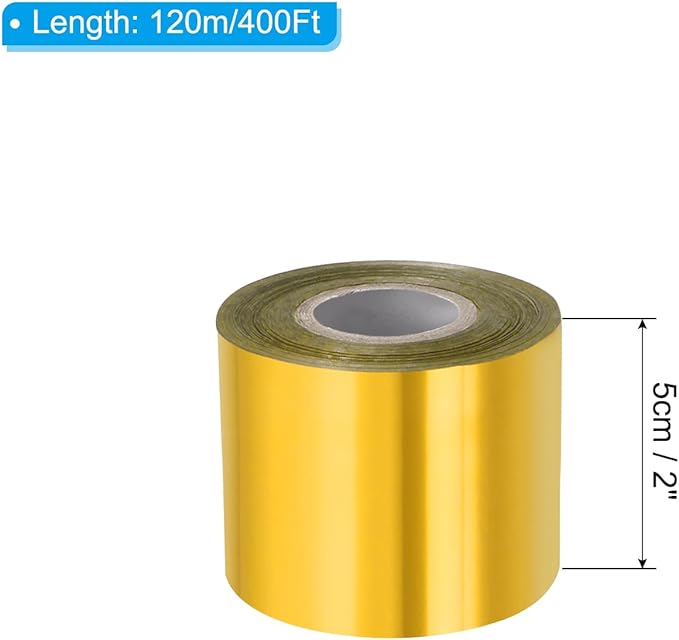 PATIKIL 2"x400Ft Hot Stamping Foil Paper, Heat Transfer Hot Stamping Paper Foil Roll for Leather DIY Logo Decor Craft Gift Package Scrapbook Card, Gold Tone