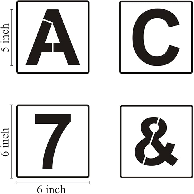 Alphabet Letter and Number Stencils 6 Inch - 40 Pack Large Letters and Numbers Stencil Templates with Signs for Painting on Wood, Reusable Number Letter Stencils for Chalkboard Signs & Wood Wall Art