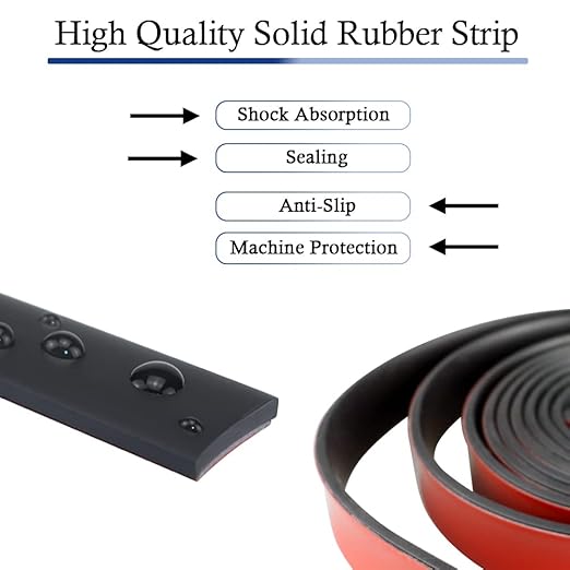 Neoprene Rubber Strips Self Adhesive Solid Rubber Sheets, Rolls & Strips for DIY Gaskets Crafts Pads Seals Warehouse Flooring Neoprene Sheet with Adhesive Backing (1" Wide x 1/5" Thick x 10' Long)