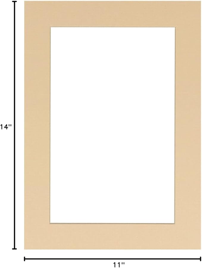 11x14 Mat Bevel Cut for 8.5x11 Photos - Acid Free Beige Precut Matboard - For Pictures, Photos, Framing - 4-ply Thickness