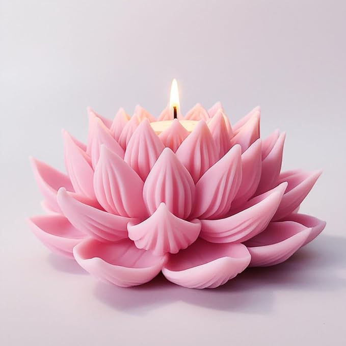 3D Lotus Candle Molds for Candle Making Supplies Flower Silicone Mold for Scented Candles Soap Making DIY Plaster Aromatherapy Candles Home Decor Floral Silicone Molds for Resin Epoxy Cement Gypsum