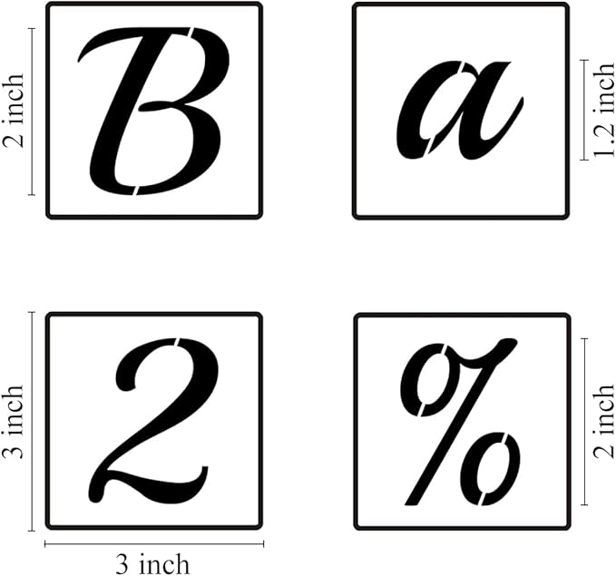 2 Inch Alphabet Letter Stencils for Painting - 70 Pack Letter and Number Stencil Templates with Signs for Painting on Wood, Reusable Cursive Letters Stencils for Chalkboard Wood Signs & Wall Art