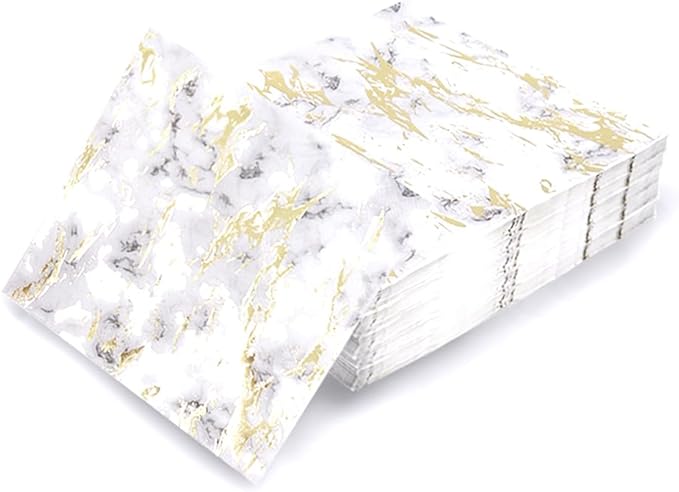 80-Pack Napkins Disposable Paper Towel Cocktail Dinner Party Decoration, Gold Splash
