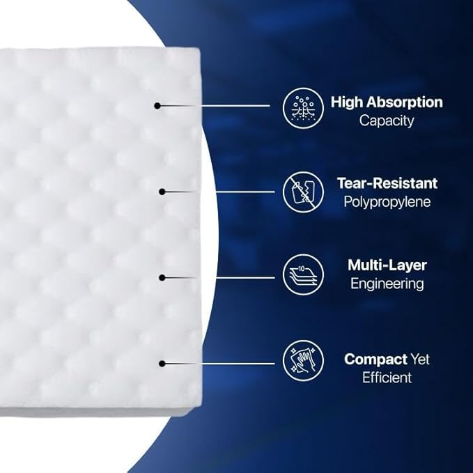 CTRL+Z Oil Absorbent Pads - 15"x18" Maximum Absorption Oil Spill Mat - Fast Cleanup for Industrial Use - 100 Pack
