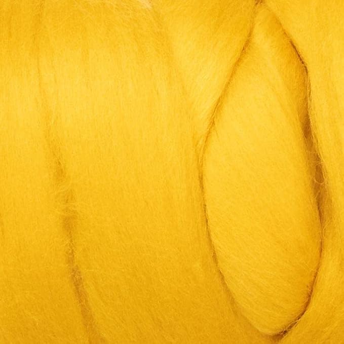 Colored Natural Wool roving, 8 OZ. Best Wool for Needle Felting, Wet Felting, handcrafts and Spinning. (Mustard)