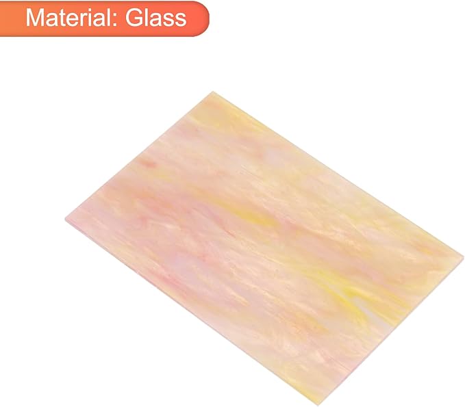 MECCANIXITY 2 Pcs Stained Glass Sheet Mosaic Tile 7.9 Inch x 5.9 Inch Pink Stained Glass Sheets for Crafts DIY Art Project