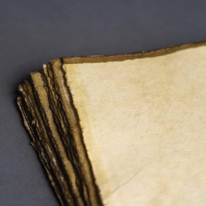 Wanderings Handmade Antique Blank Paper with Slightly Burned Edge, A4 Size, Package of 50 - Recycled Watercolor Mixed Media Loose Leaf Paper for Writers Invitations Crafts Thick 150 GSM - 8.25x11.7