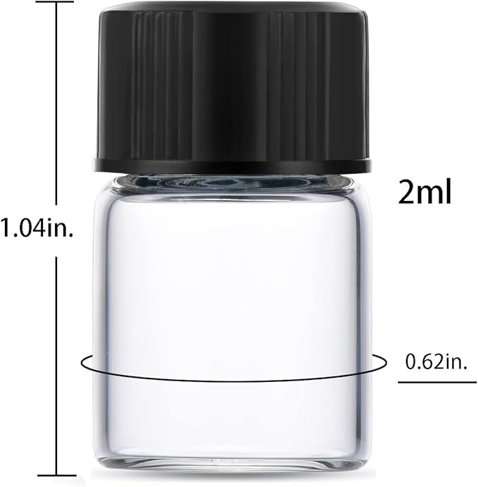 2ml Clear Small Glass Vials 100pcs with Screw Caps(100pcs)