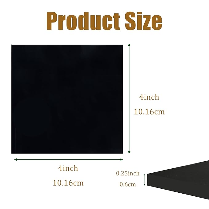 4 Pieces Anti Vibration Pads 1/4 in Thick X 4 in X 4 in, Neoprene Rubber Pads, Hard Rubber Block for Anti-Slip, Shock Absorption, Protection