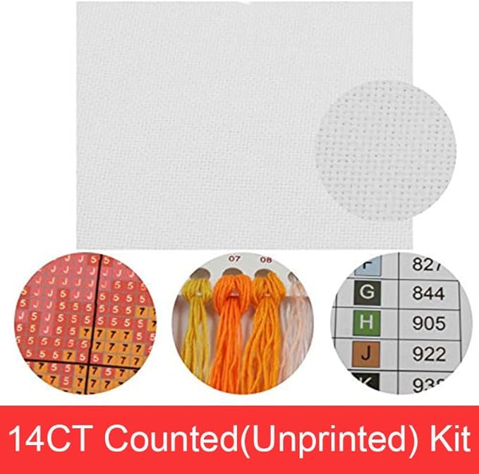 Maydiyer 14CT Counted Cross Stitch Kits Unprinted Embroidery Kit,Starter Kits for Beginners Needlework Sets-Old World Map 20×16.5 inch
