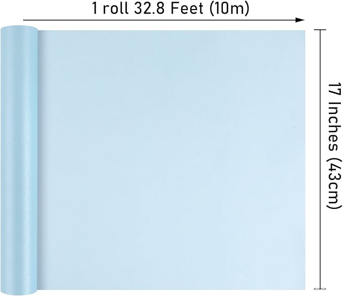 NESCCI Sky Blue Matte Wrapping Paper,Solid Color Pearly-Lustre Paper,Gift Wrapping Paper,Perfect for Wedding,Valentine's Day,Birthday, Christmas,Baby Shower,DIY Bouquet (17 Inches X 32.8 Feet)