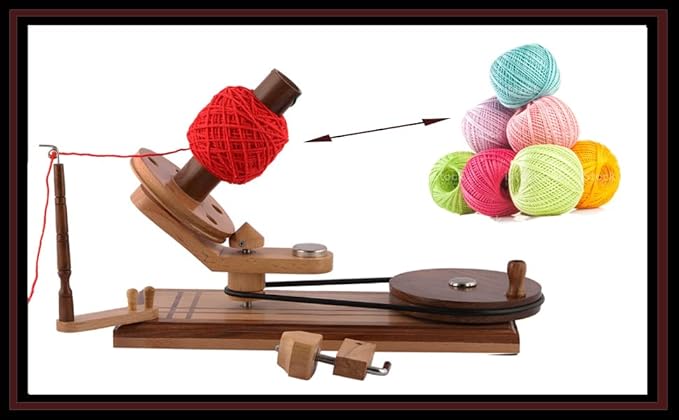 Yarn Winder – Large Handcrafted Wooden Ball Winder for Knitting, Crocheting & Weaving – Heavy-Duty Natural Rosewood & Beachwood Signature Yarn Winder for 8-12 oz Yarn Cakes