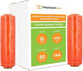 PSBM Orange Stretch Wrap, 15 Inch x 1476 Feet, 144 Pack, Tinted Pre-Stretched Shrink Wrap Film for Moving, Packaging, Pallet Wrapping