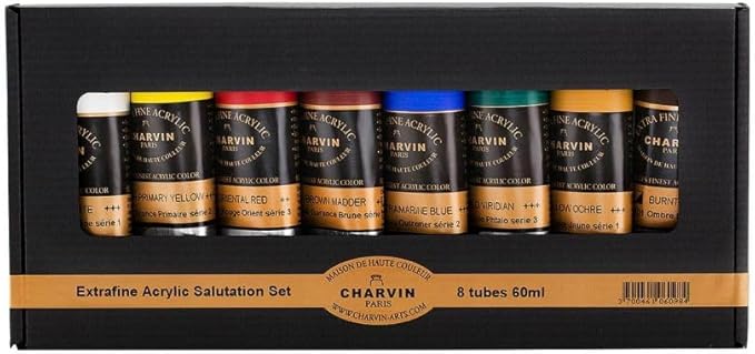 Charvin Extra Fine Professional Acrylic Paint - Salutation Set of 8-60ml Tubes, Triple-Milled, Lightfast Pigments, Open Stock Artist Acrylic Paints in Nature-Inspired Hues