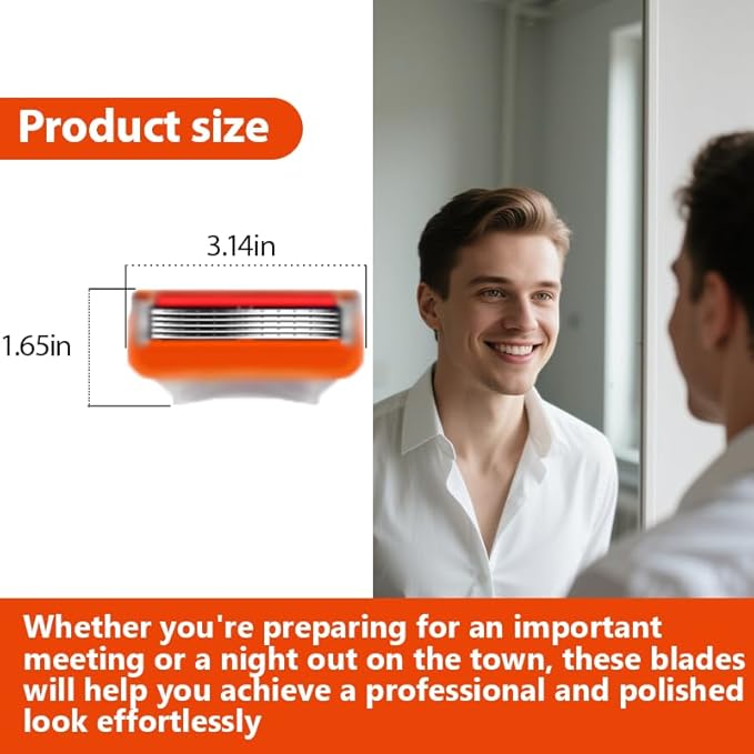 36 Replacement Blades Compatible with GL-Fusion 5 Style Razors (orange), Wet Razors Men's Blades Value Packs