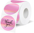 Holographic Thermal Labels Stickers 1.5 inch, Glitter Round Direct Thermal Stickers Label, Perforation Line Design- 350 Sheets/Pink