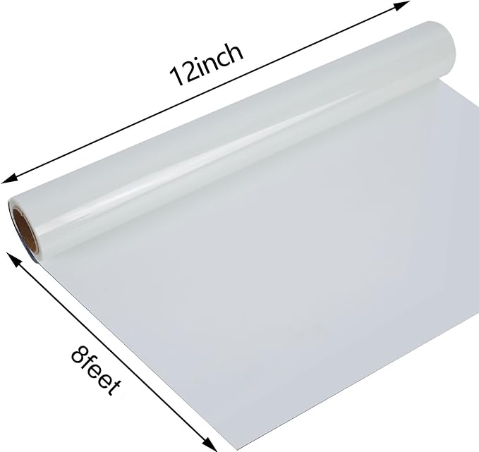 guangyintong Reflective White Heat Transfer Vinyl HTV Rolls, 12" x 8ft Reflective Iron on Vinyl for T-Shirts, White HTV Vinyl for All Cutter Machine Easy to Cut & Weed for HTV DIY Design