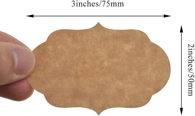 HAHIYO 3*2Inches 150Pcs Natural Brown Kraft Sticker Rectangles of 3 different shapes Label Sticker Roll Blank label Sticker to Write On Permanent Adhesive Dot Sticker for Jar Canning Label Price Tag