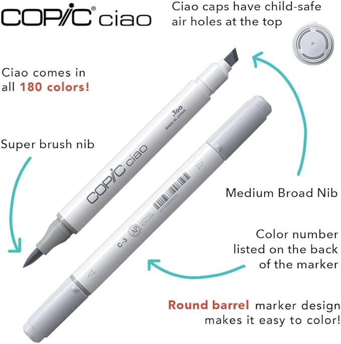 Copic Sketch, Alcohol Markers, Dual Brush Tip Art Marker for Adults, Permanent Ultra Blendable Sketch Markers for Coloring Drawing & Illustration Art - 3pc Set, Color Fusion #5, Green