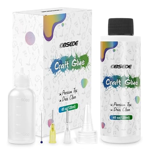 OBSEDE Art Craft Glue, 4 Fl.oz Quick Dry Clear Adhesive with Precision Fine Tip for Paper Crafts, Card Making, Scrapbooking