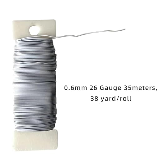 76Yards 26Gauge White Metal Floral Wire Flexible Paddle Florist Garden Wire for Flower Arrangement,Crafts,Christmas Wreaths Tree,Garland.