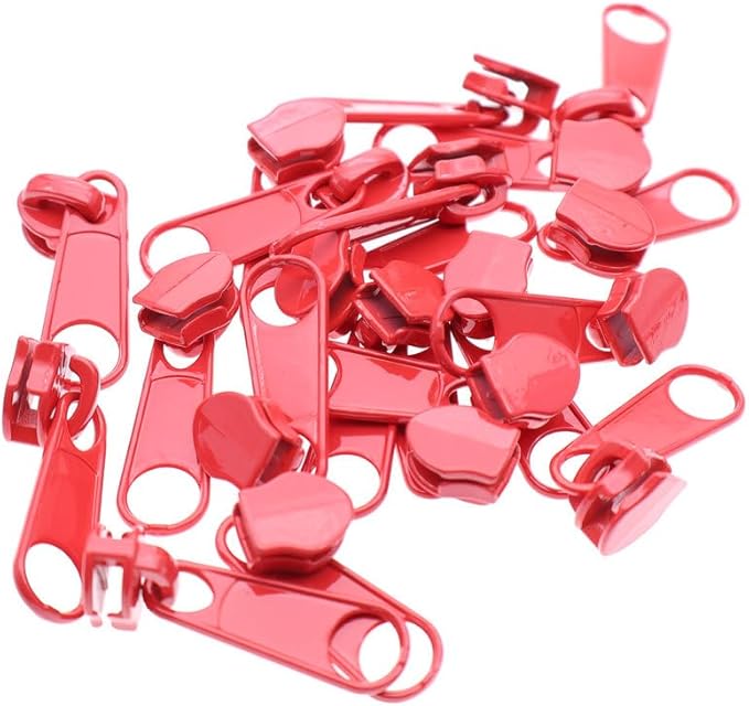 Leekayer #5 Red Nylon Zippers by The Yards Bulk 10 Yards Coil Zipper Tape with 25pcs Zipper Sliders for DIY Tailor Sewing Craft,Bag,Luggage,Dress,Sofa Cushion,Pillow(Red)